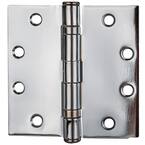 4.5 in. x 4.5 in. Bright Chrome Ball Bearing Non-Removable Pin Steel Hinge (Set of 3)