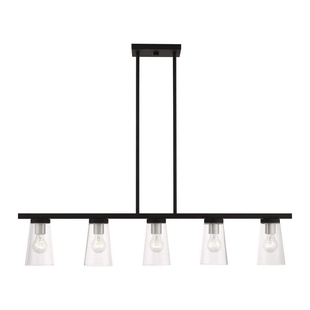 Livex Lighting Cityview 5-Light Black Large Linear Chandelier with ...