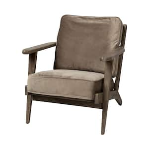 Olympus II Brown Velvet Covered Wooden Frame Accent Chair