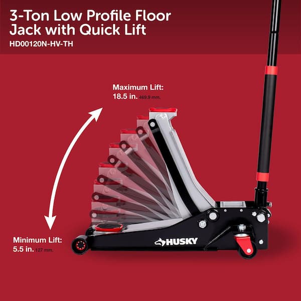 Husky 3-Ton Low Profile Floor Jack with Quick Lift HD00120N-HV-TH