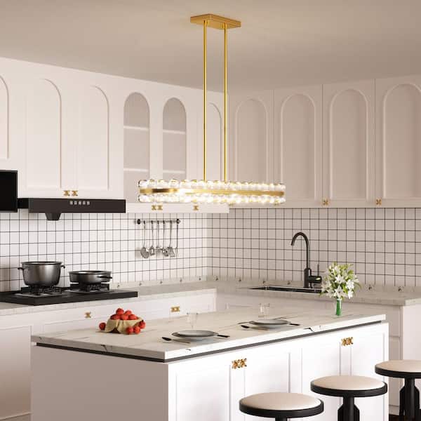 8-Light 36 in. Brass Crystal Modern Globe Dimmable Pendant Dining Kitchen Ceiling Lights Foyer Bedroom Lighting