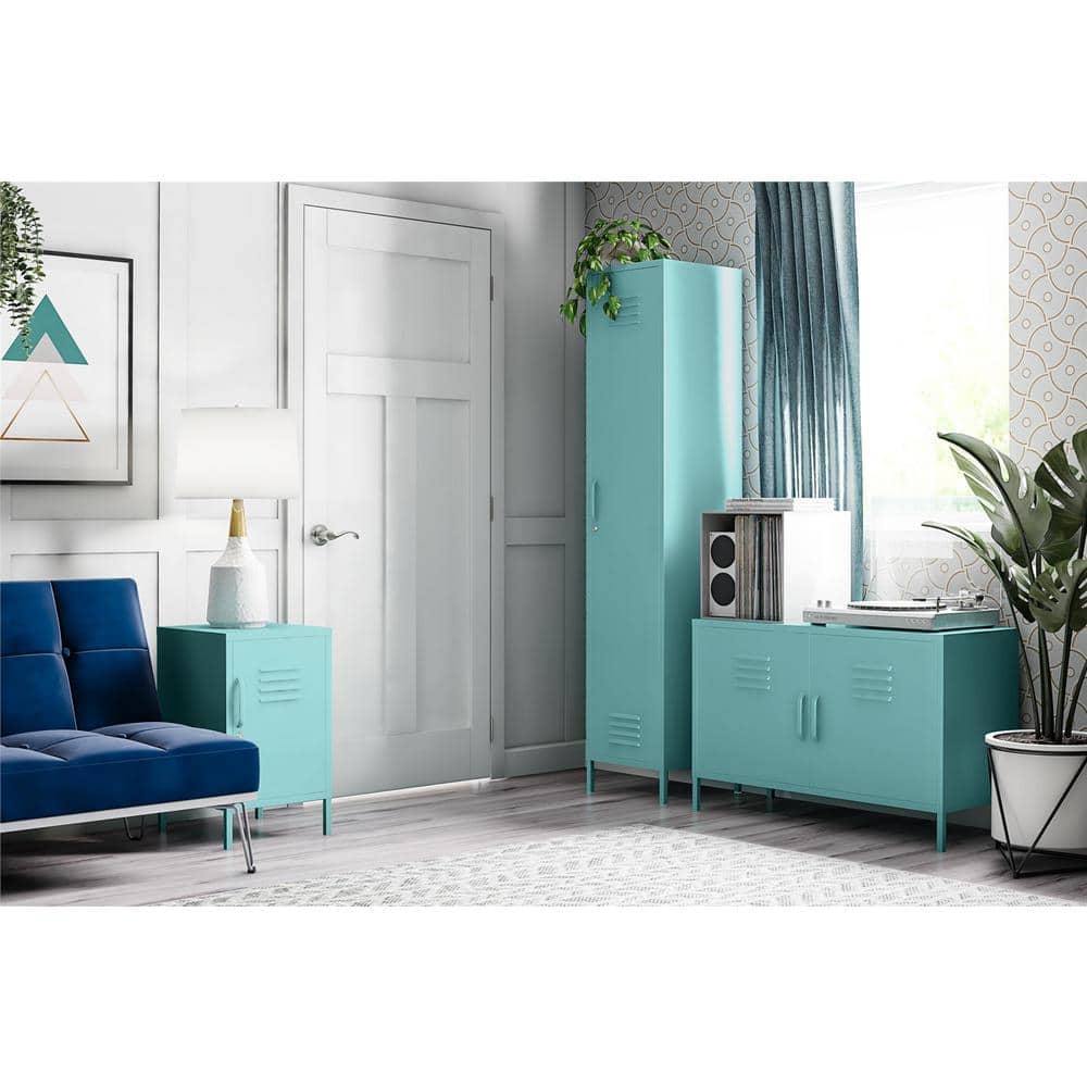 Mint Metal Locker Style Storage Cabinet with Adjustable Shelving
