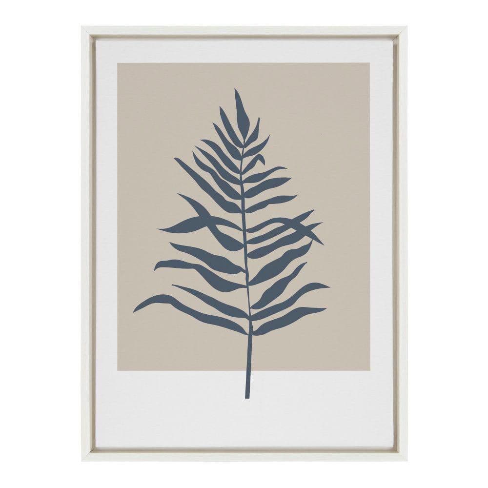 Muted Tan and Blue Botanical Fern Canvas Wall Art