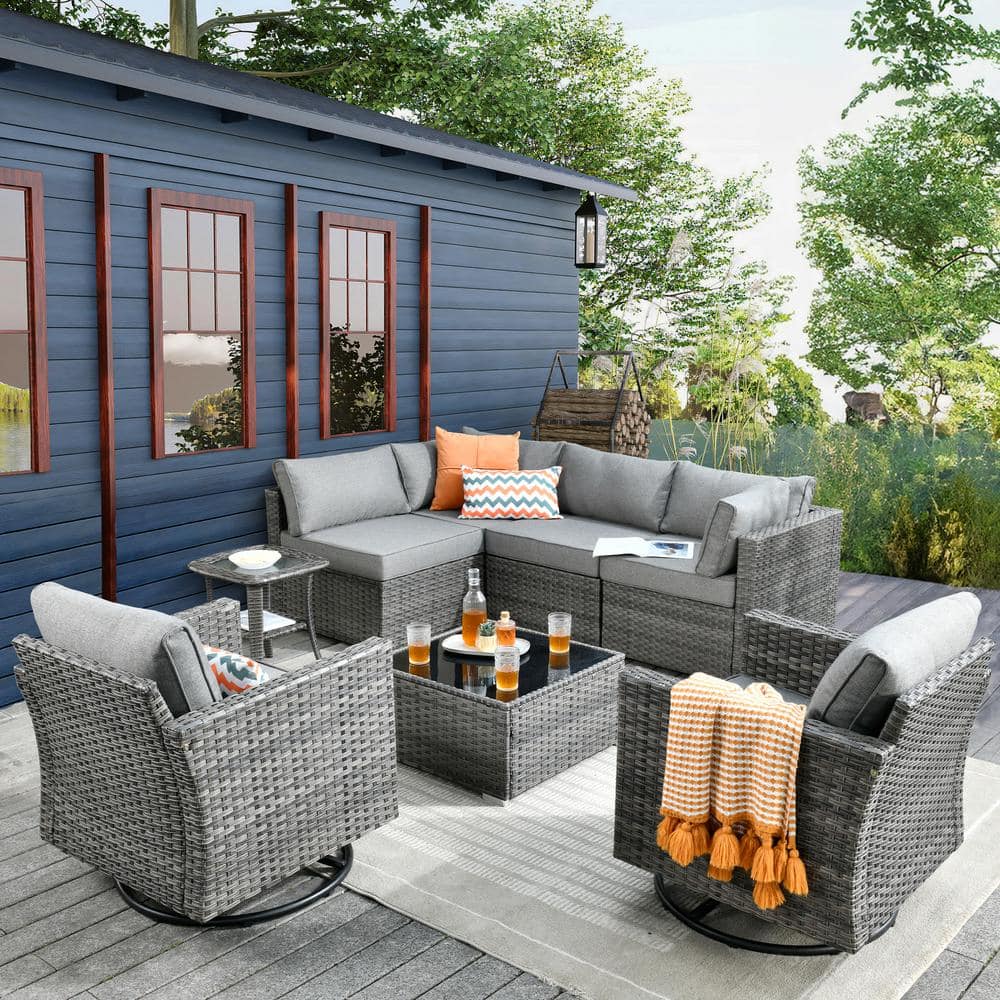 weaxty W Daffodil K Gray 8-Piece Wicker Patio Outdoor