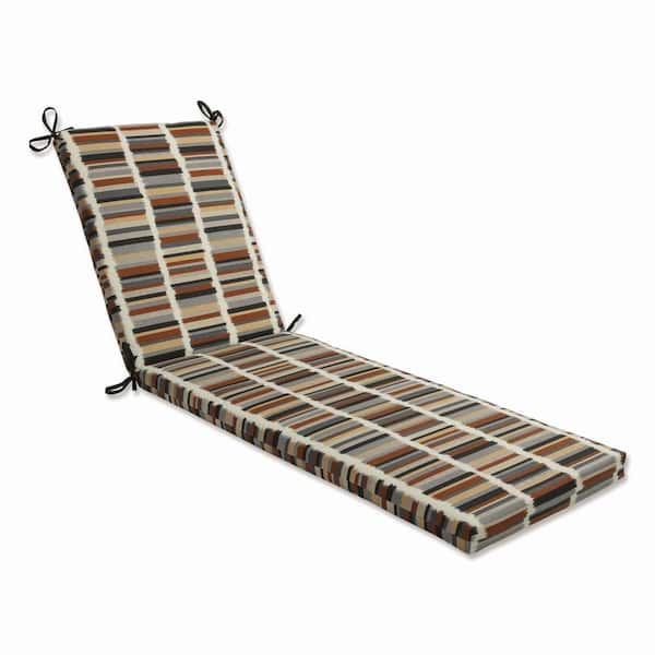 Striped 23 x 30 Outdoor Chaise Lounge Cushion in Black/Grey Solar