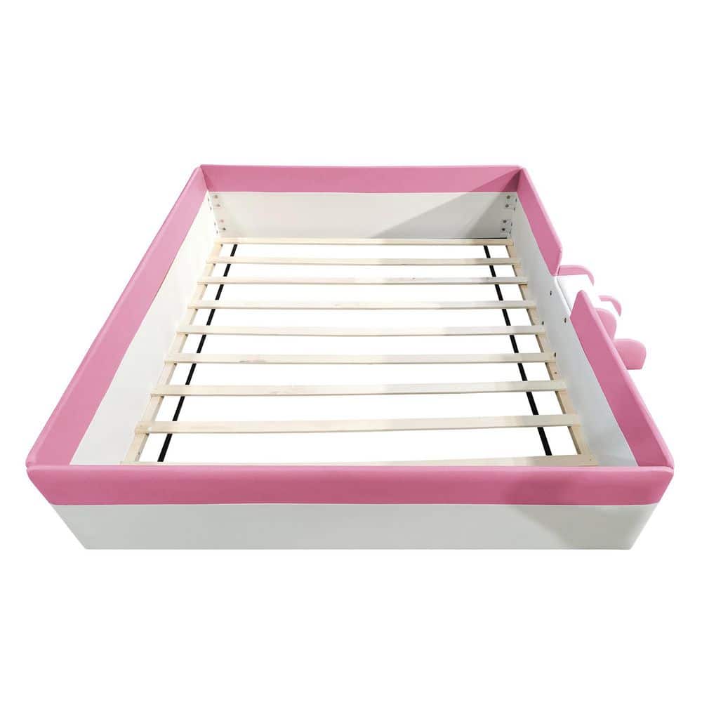 Queen size daybed with slatted frame from an angle.