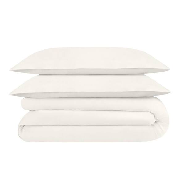 Delara 3-Piece 100% Viscose Derived from Bamboo Ivory Duvet Set Queen, Ultra-Soft, Includes Duvet Cover and Pillow Sham