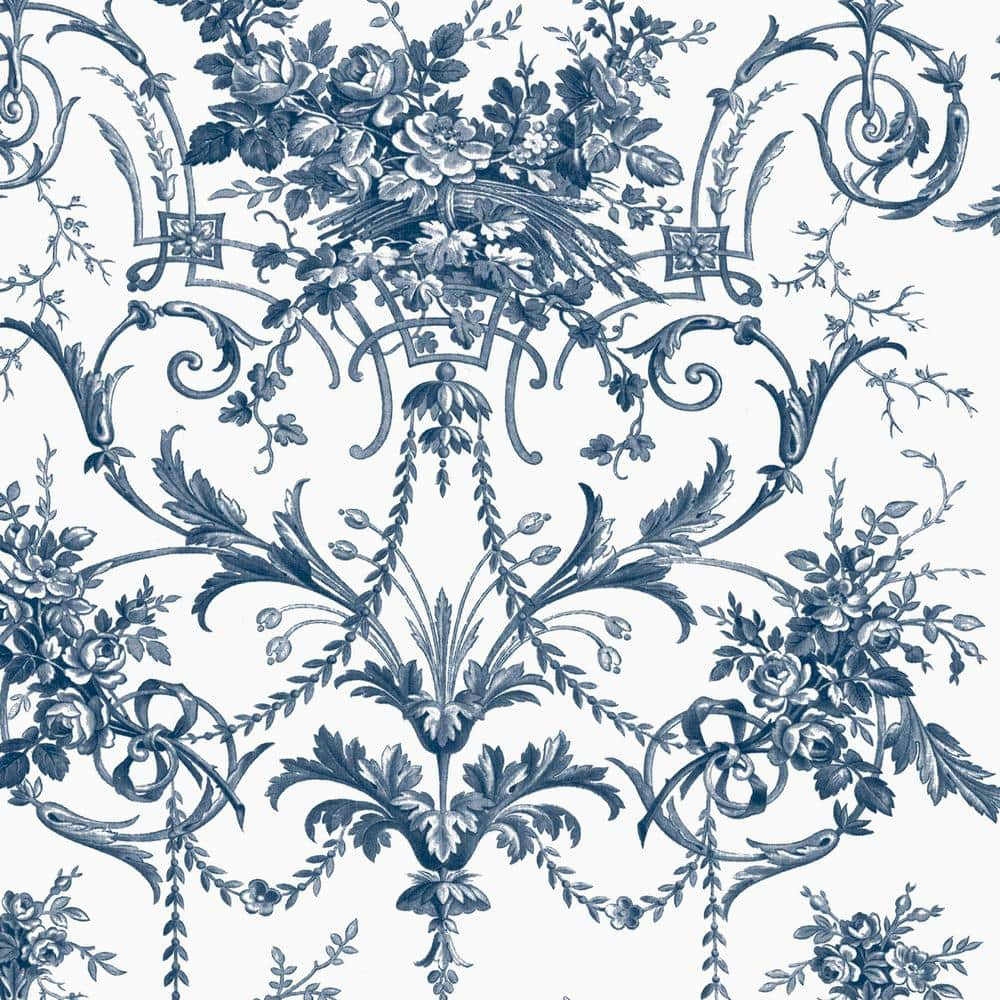 Graham & Brown Laura Ashley Tuileries Midnight Blue Wallpaper