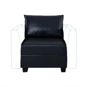 25.03 in. W Modern Faux Leather Middle Module Customizable Sectional Sofa Couch Accent Armless Chair in Black