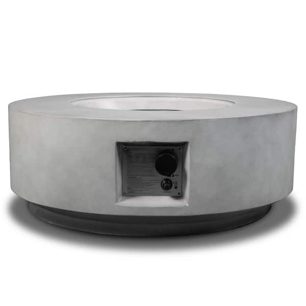 Moira 30 in. 50000 BTU Light Gray Round Concrete Propane Gas Outdoor Patio Fire Pit Table