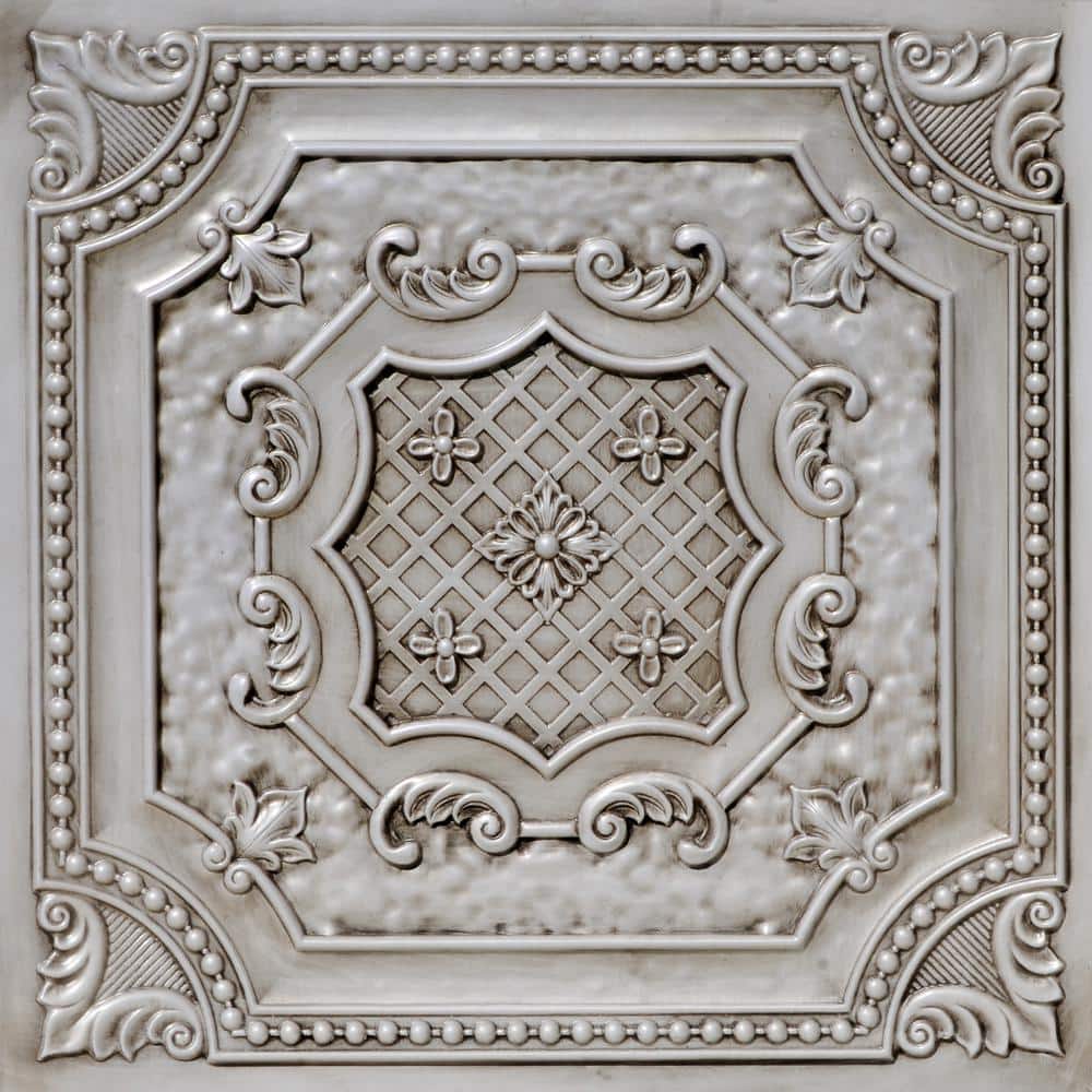 Elizabethan Shield Antique White PVC Ceiling Tile