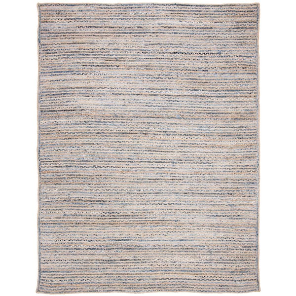 SAFAVIEH Cape Cod Natural/Blue 11 ft. x 15 ft. Braided Striped Area Rug