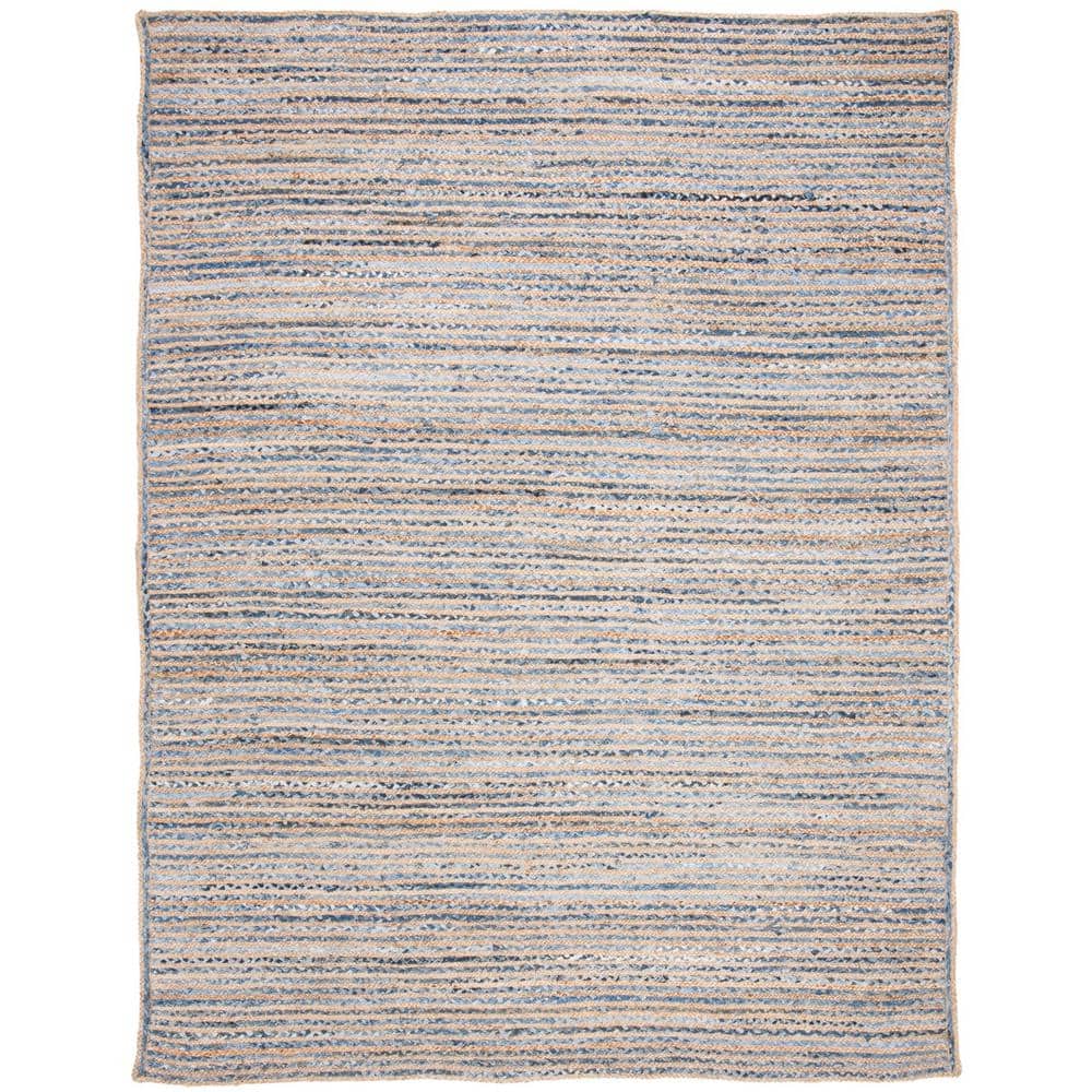 Coastal Charm Blue and Natural Handwoven Jute 8' x 10' Rug