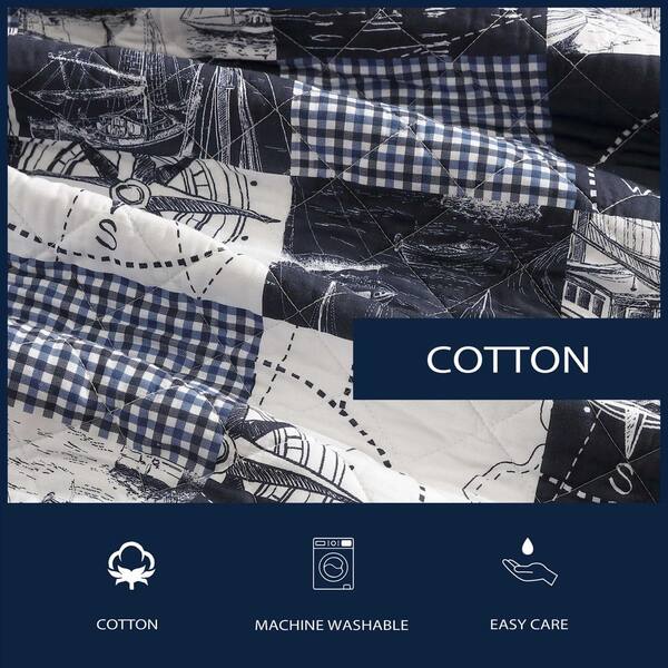 Nautica Sailors Patchwork Reversible 3-Piece White/Dark Blue