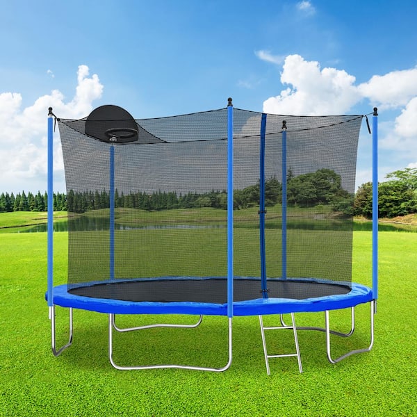 Nestfair 12 ft. Round Outdoor Trampoline with Board LSW000032F - The ...