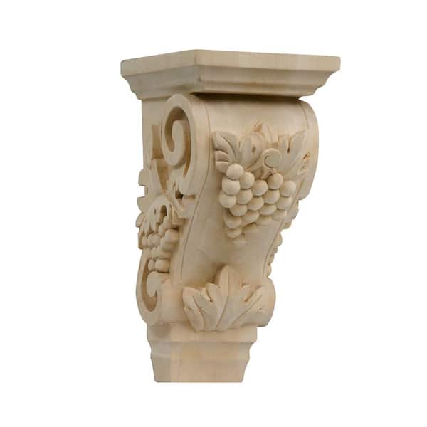 Vineyard Corbel - Medium, 9.5 in. x 5.125 in. x 4.75 in. - Furniture Grade Unfinished Maple Wood - Elegant Home Decor