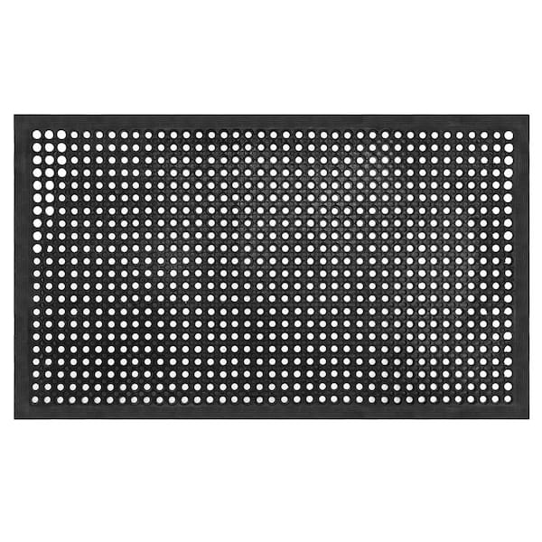 35 in.  x 59 in. Multi-functional Anti-fatigue Drainage Rubber Non-slip Hexagonal Mat for Kitchen & Bathroom