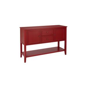 Burton 56 in. Chili Red Standard Rectangle Wood Console Table with Drawers