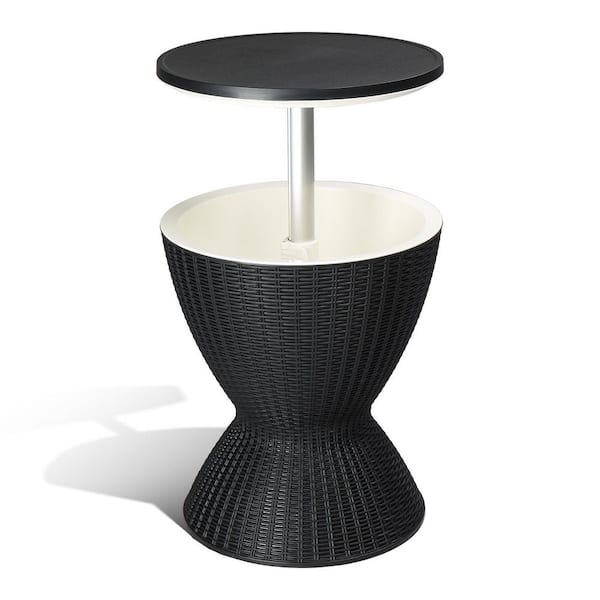 Karl home Total Capacity (qt. ) 32 qt. Black Plastic Patio End Cooler Table Ice Chest