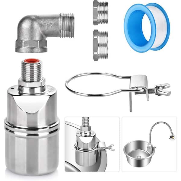 1/2 3/4 1 Water Float Valve Stainless Steel Auto Shut Off Control for Tank Pool Troughs 1 Pack