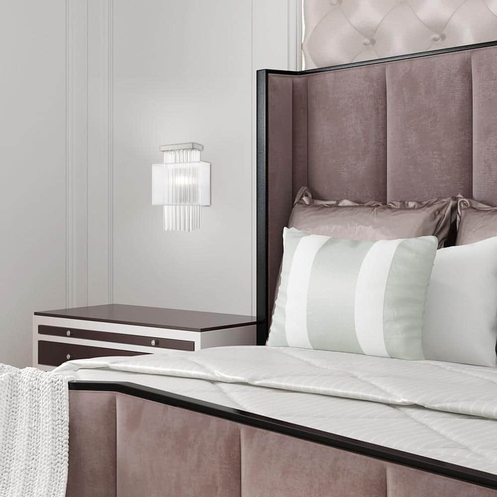 Brushed Nickel Dimmable Sconce with Crystal Rods