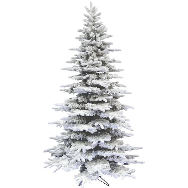 Fraser Hill Farm 9.0-ft. Mountain Pine Snow Flocked Artificial Christmas Tree, No Lights