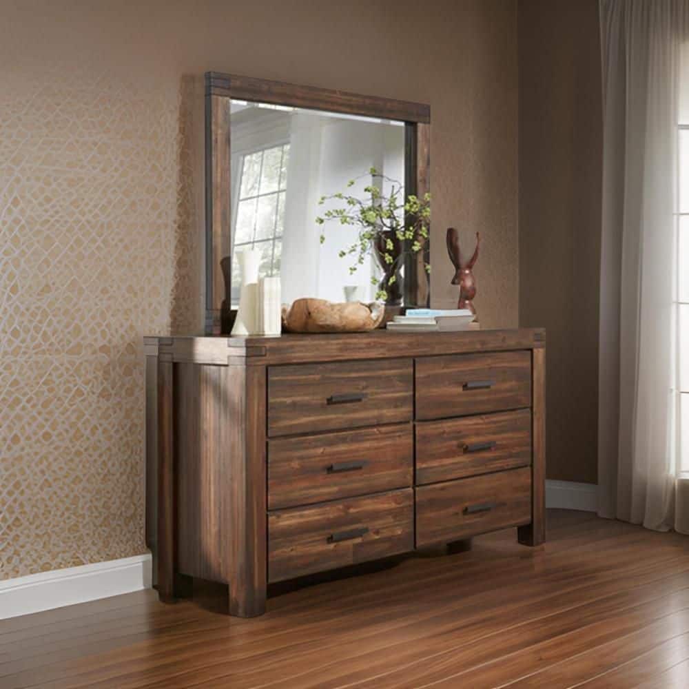 Brown 48 in. W x 38 in. H Modern Square Wood Dresser Mirror price history on PriceWatchPro