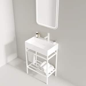 24 in. Freestanding White Bath Vanity with White Ceramic Top and White Ceramic Basin