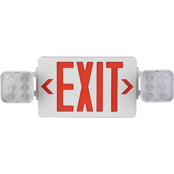 CIATA 60-Watt Equivalent White Integrated LED Exit Sign Combo