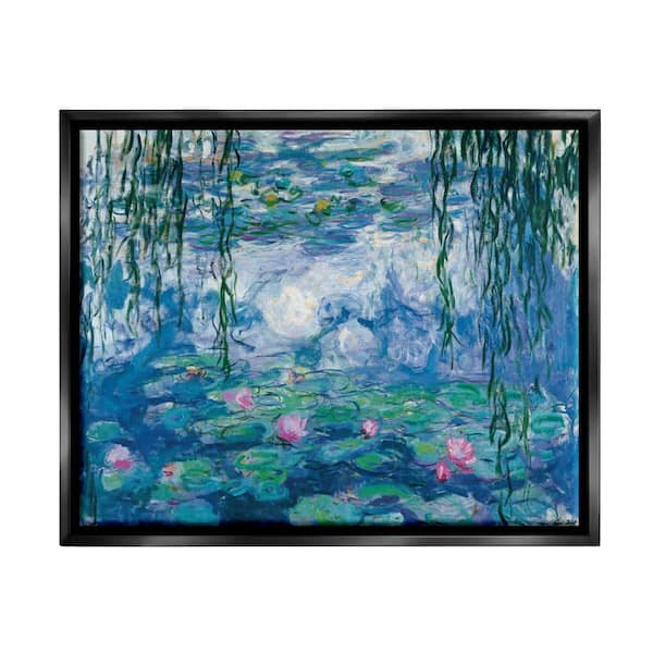 Classic Water Lilies Painting Monet Pond Detail by Claude Monet Floater Frame Nature Wall Art Print 21 in. x 17 in.