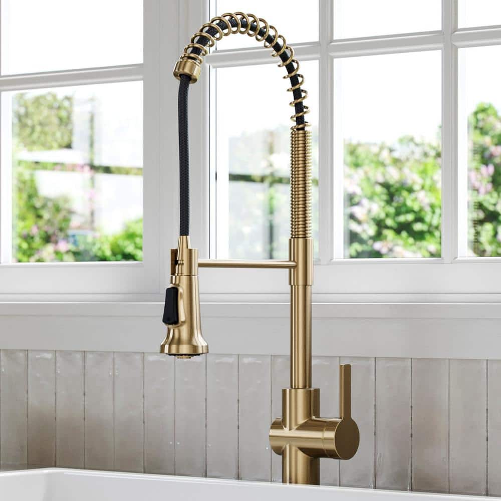 Champagne Bronze Commercial Style Pull-Down Kitchen Faucet