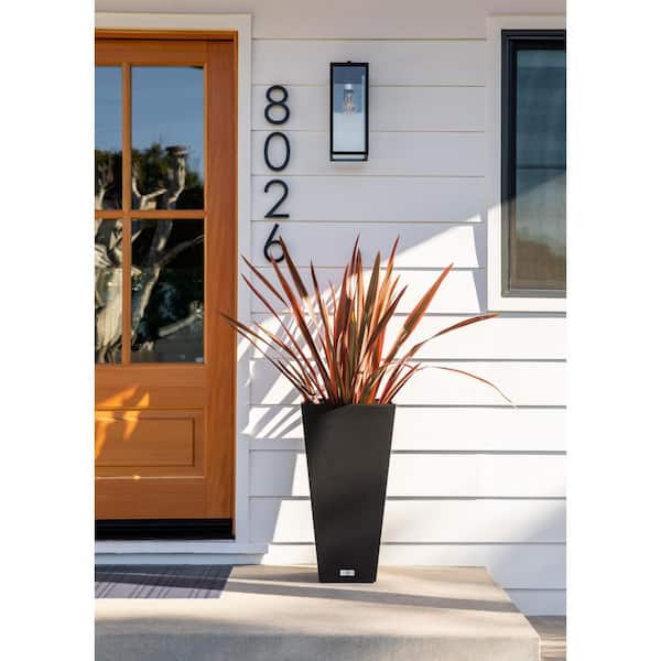 Midland 26 in. Black Plastic Tall Square Planter (2-Pack)