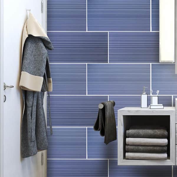 blue...ページ Jeffrey Court Navyblues Blue 10 in. x 20 in. Glossy Ceramic Wall