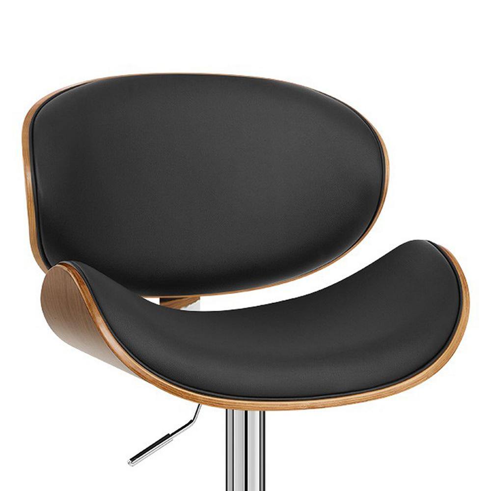 Naples Black Faux Leather Adjustable Swivel Bar Stool