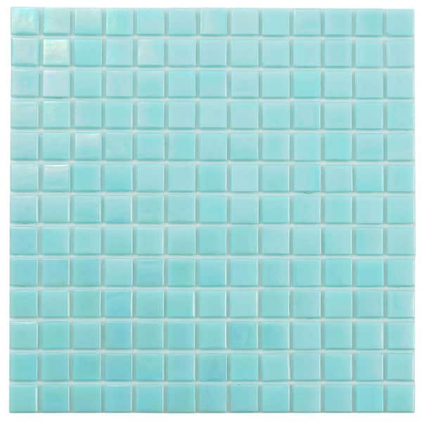 Apollo Tile Nacreous 4" x 6" Glossy Sky Blue Glass Mosaic Uniform square Wall and Floor Sample Tile (0.13 sq. ft./Piece) (1-Pack)