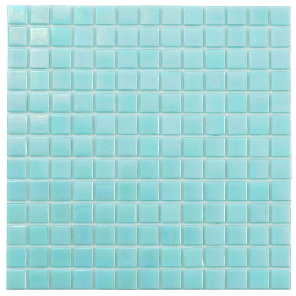 Sky Blue Iridescent Glass Mosaic Wall and Floor Tile