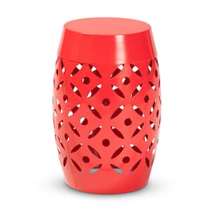 Hallie Red Metal Outdoor Side Table
