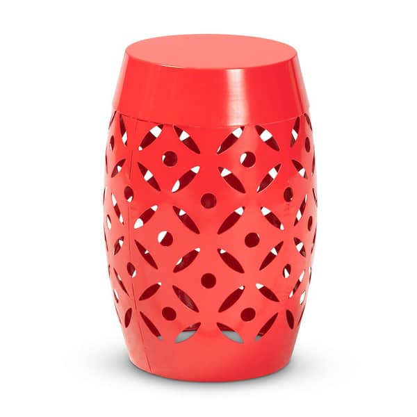 Baxton Studio Hallie Red Metal Outdoor Side Table