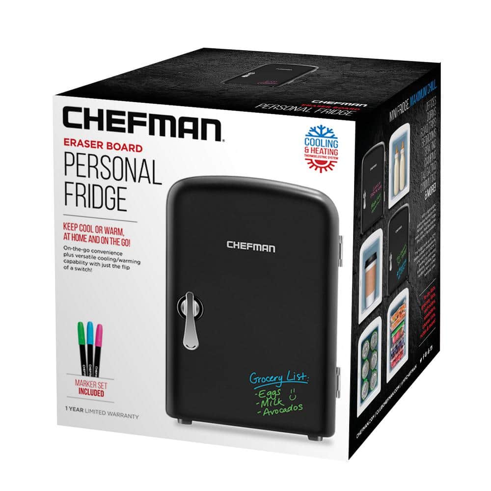 Compact Black Dry Erase Mini Fridge with Heating and Cooling