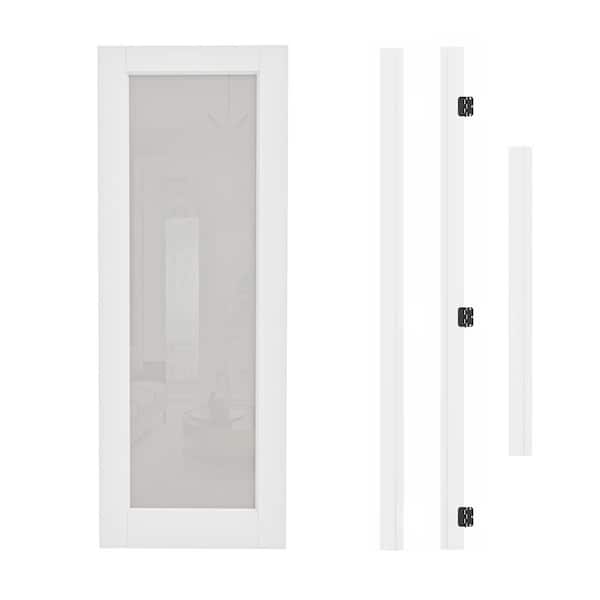30 in. x 80 in. 1-Lite Frosted Glass Right Hand White Solid Core Glass Single Prehung Interior Door+ Quick Assemble Jamb