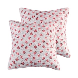 Let It Snow Red Snowflakes Quilted Microfiber Euro Sham (Set of 2)