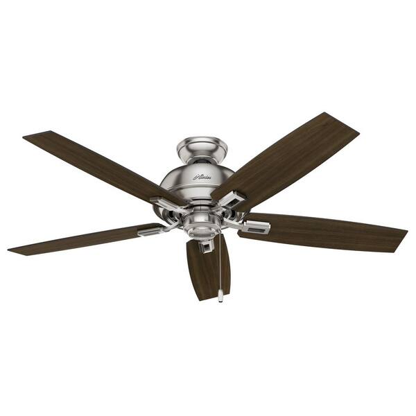 Hunter Donegan 52 In Indoor Brushed Nickel Ceiling Fan With Led Light Kit And Remote 32856 Indoor Brushed Nickel Ceiling Fan, Twin Ceiling Fan Home Depot