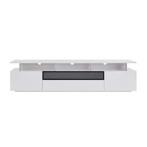 White TV Stand Fits TV's up to 88 in. with Drawers and Shelves
