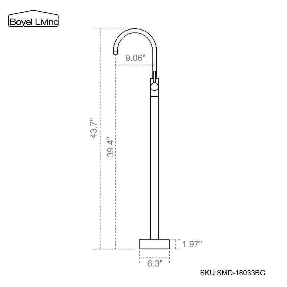 Brushed Gold Brass Freestanding Tub Filler with Diverter