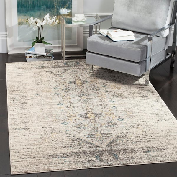 Monaco Grey/Multi Doormat 3 ft. x 5 ft. Border Area Rug