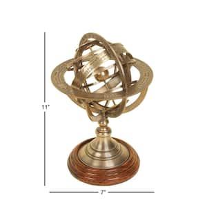 8 in. Gold Brass Compass Armillary Decorative Globe