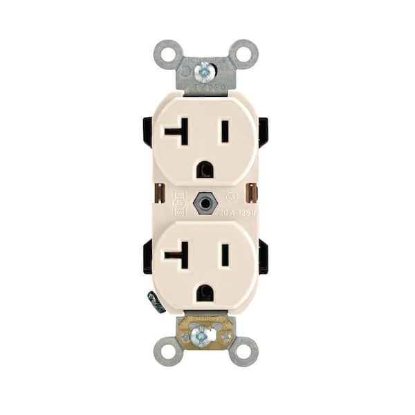 Leviton 20 Amp 125 V Industrial Grade Self Grounding Duplex Outlet/Receptacle, Light Almond (1-Pack) 5352-TS