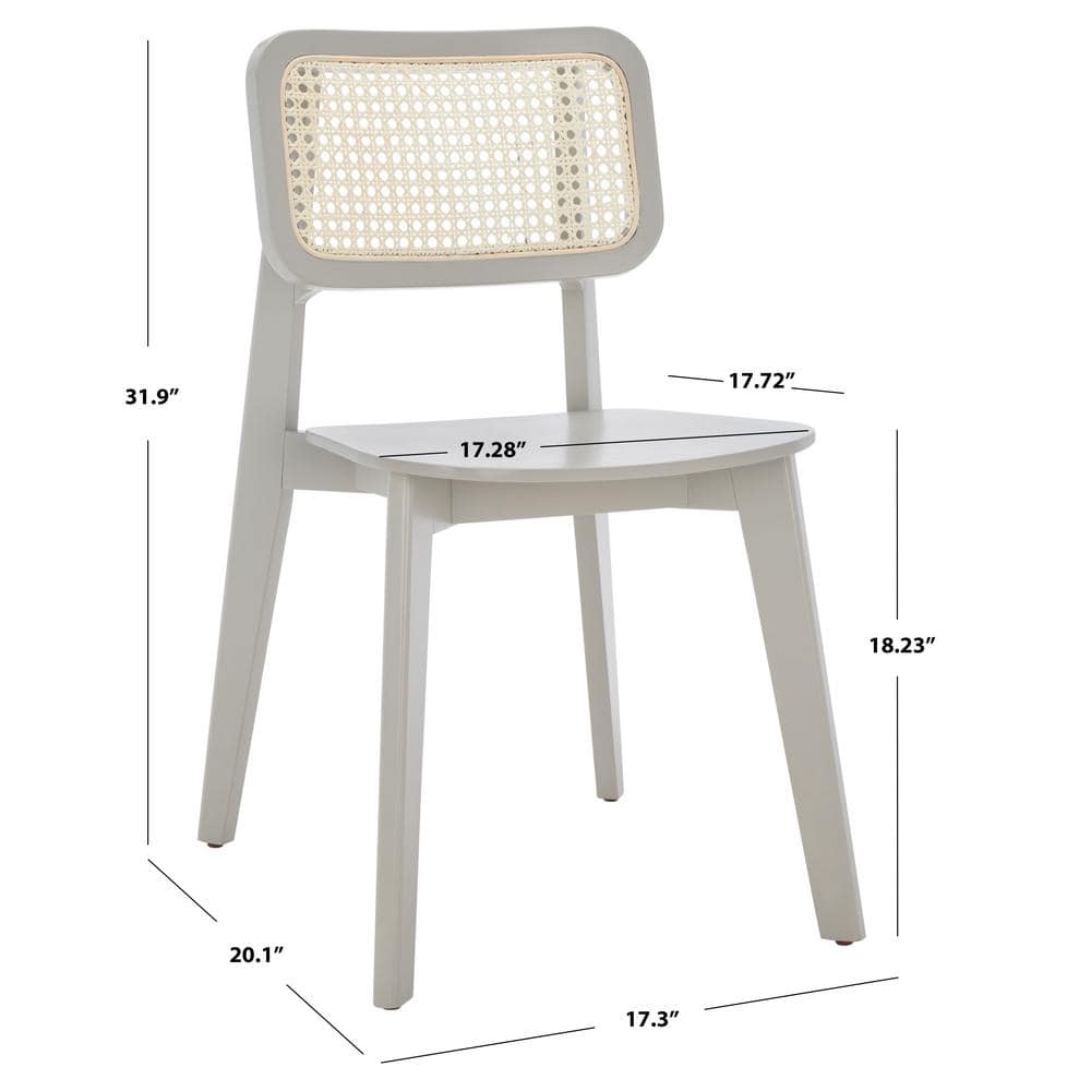 Luz Gray Wood and Cane Mid-Century Modern Side Chair