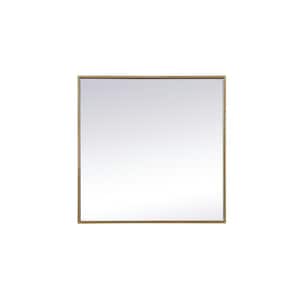 Timeless Home 24 in. W x 24 in. H x Modern Metal Framed Square Brass Mirror