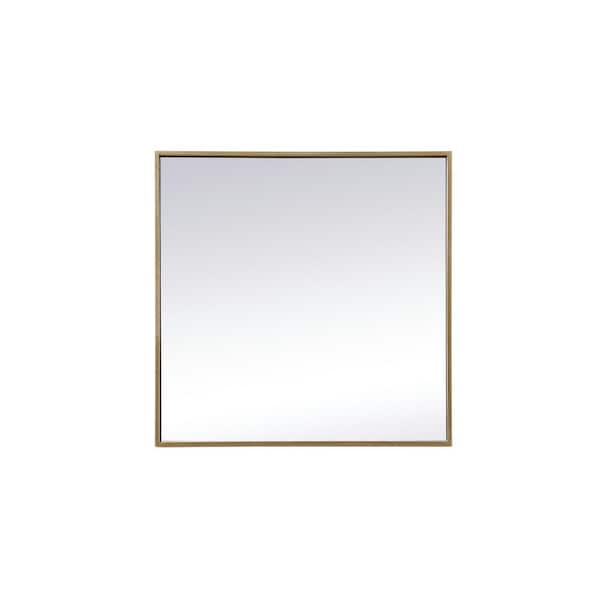 Timeless Home 24 In W X 24 In H X Modern Metal Framed Square Brass   Wall Mirrors Mir84848br 64 600 